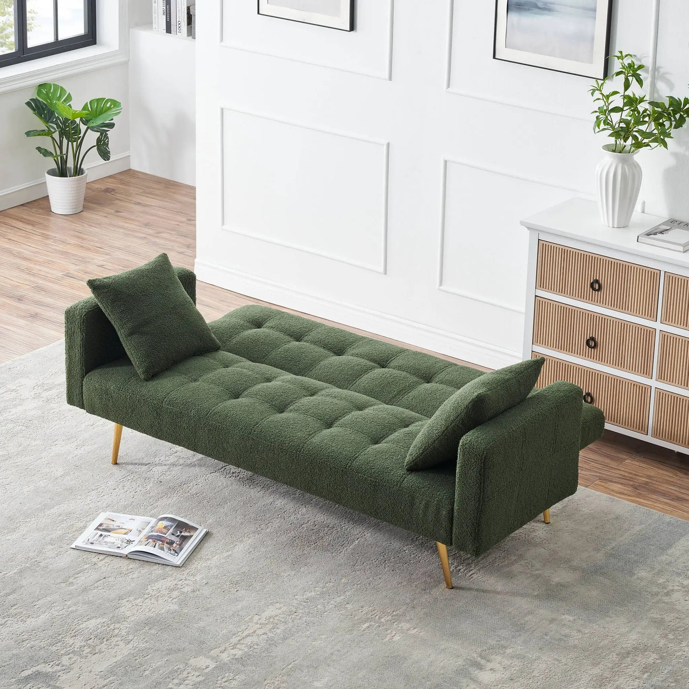 Teddy Fleece Sofa Bed With Luxurious Throw Pillows by HouseOfZazla