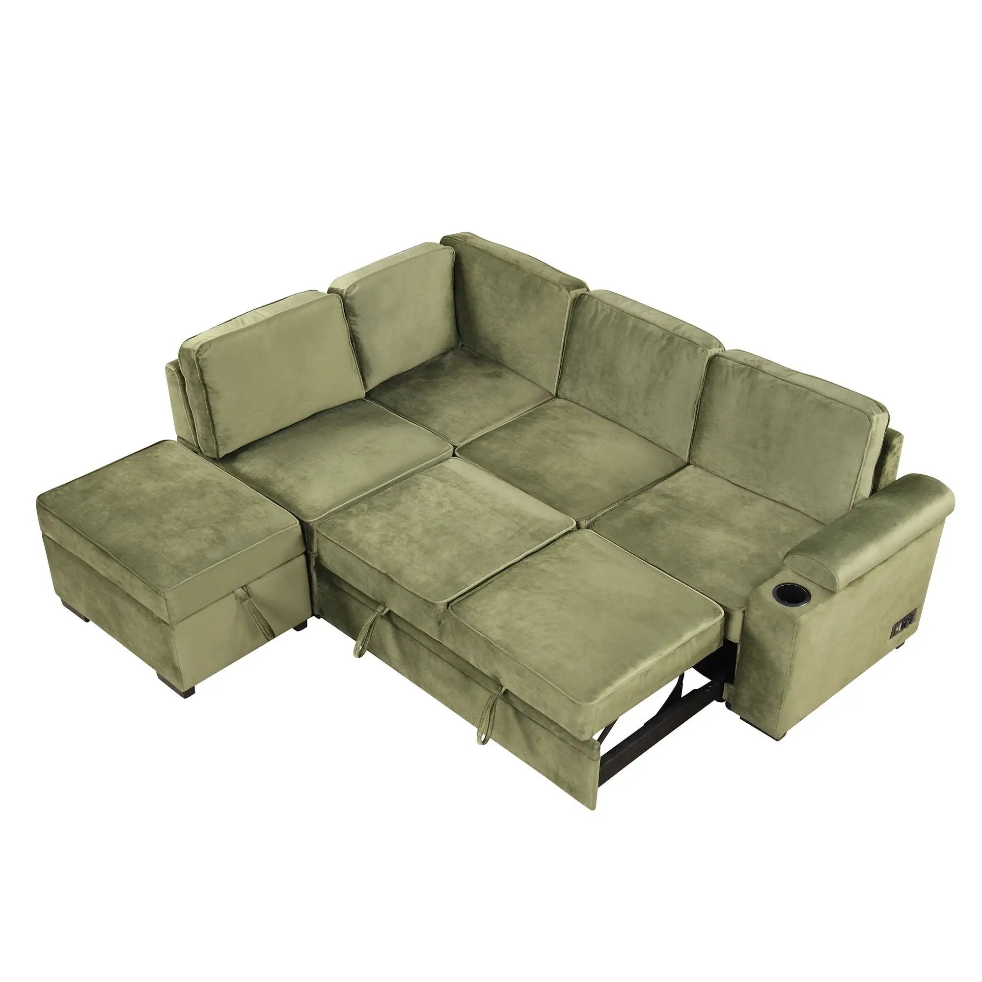 Sleeper Sofa Bed, 2 In 1 Pull Out Sofa Bed L Shape Couch With Storage Ottoman For Living Room, Bedroom Couch And Small Apartment by HouseOfZazla