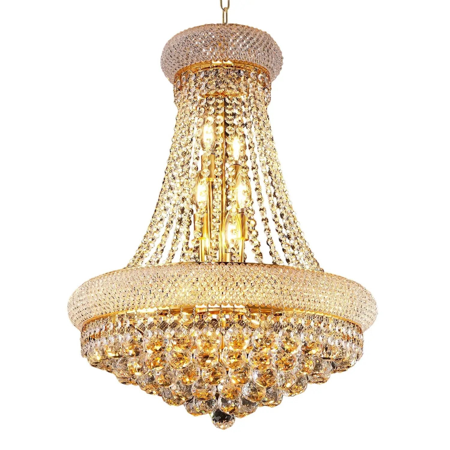 24-Inch Gold Crystal Chandelier, 12-Light French Empire Style Ceiling Light by HouseOfZazla
