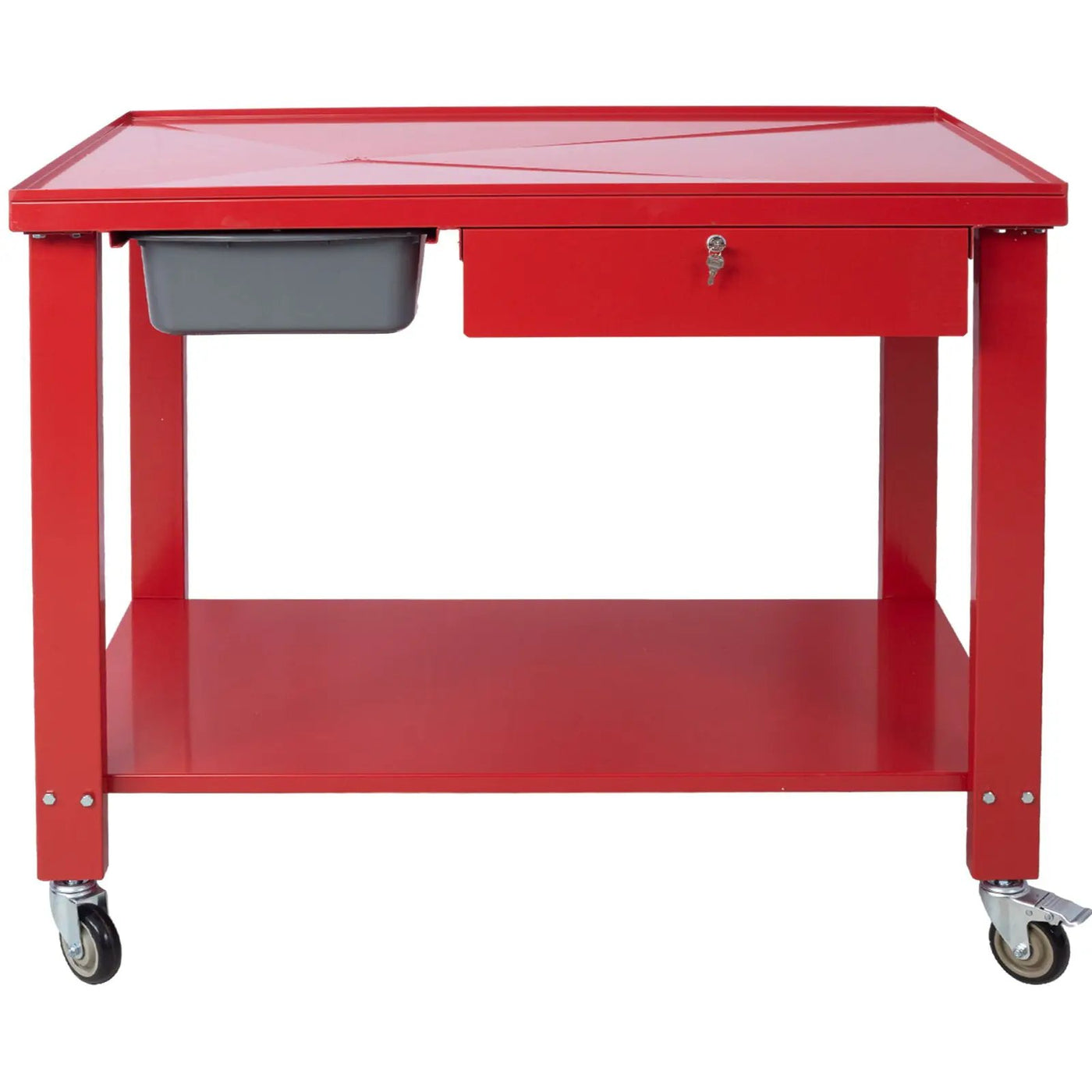 Transmission Teardown Work Station 1 / 2 Ton Capacity Sloping Drain Table Locking Drawer Removable Drain Basin Full-Width Lower Shelf Four 4" Caster Wheels by HouseOfZazla