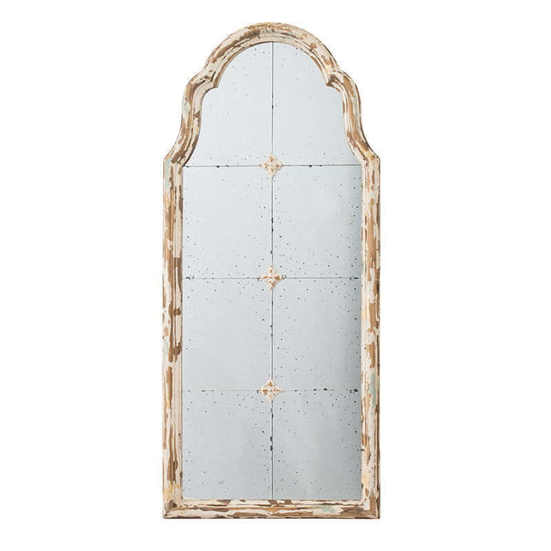 Large & Framed Arched Wall Mirror with Decorative Window Design - Cream, photo 14 of 14