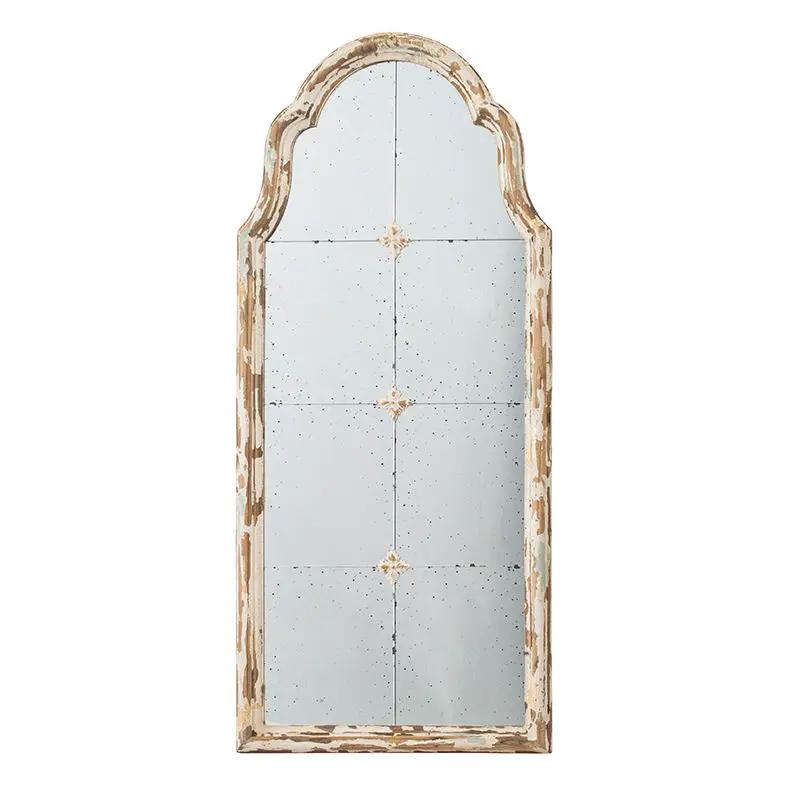 Large & Framed Wall Mirror, Arched Mirror With Decorative Window Look For Living Room - Cream by HouseOfZazla
