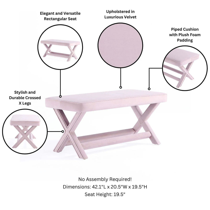 Abigail - Accent Bench With Piped Cushion by HouseOfZazla