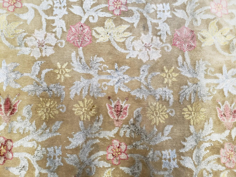 Modern Tibetan Rug 6x9, Wool and Silk Tibetan Rug, Handmade Tibetan Rug, Silk Flowers, Contemporary Rug, Soft Rug, Tibetan Area Rug, Tan by Jewel Rugs