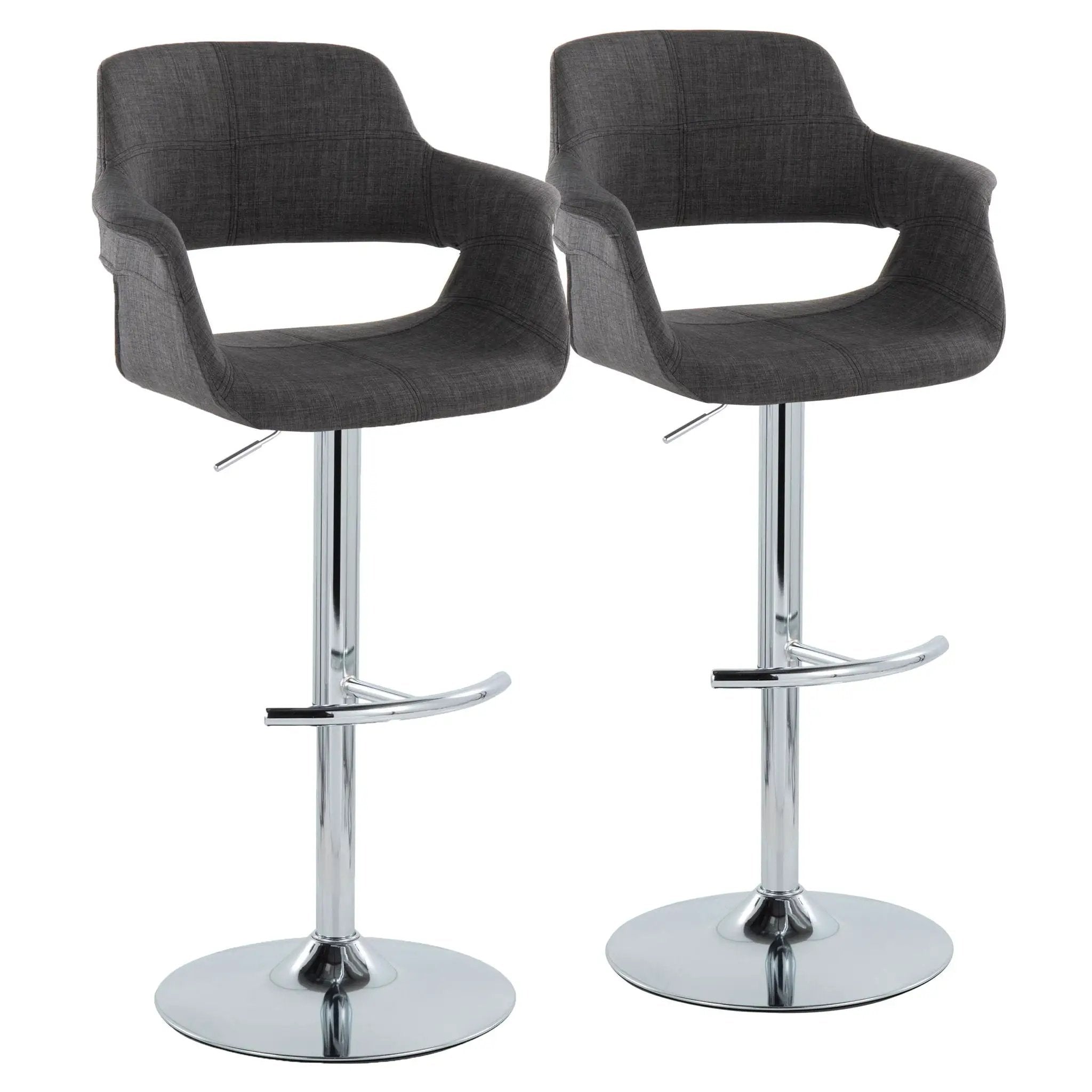 Vintage Flair - Mid Century Modern Adjustable Barstool With Swivel With Rounded T Footrest (Set of 2) by Unique Piece Furniture