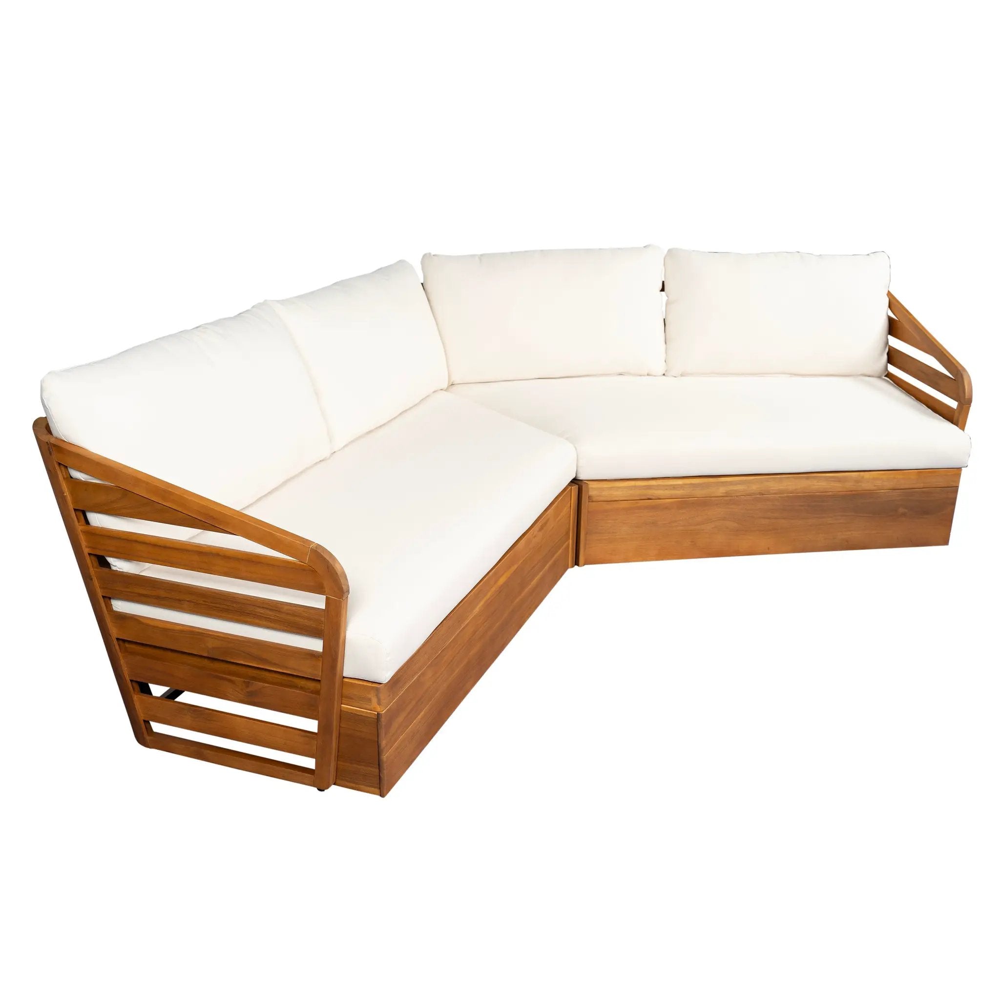 Royal Acacia Patio V Sofa Sectional Set, Beige by HouseOfZazla
