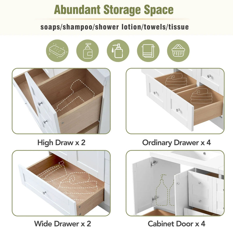 Shaker Free Standing Bathroom Vanity Cabinet & Sink, Soft Close Drawers, Soft Close Doors by HouseOfZazla
