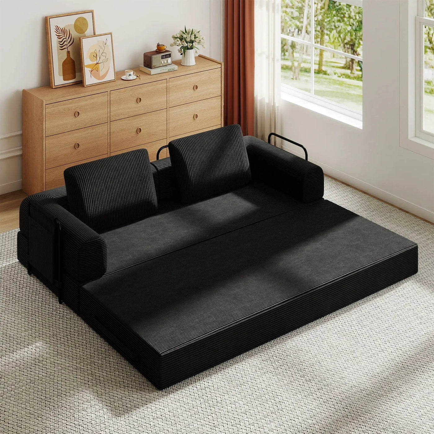 Convertible Sleeper Sofa Bed With Cylindrical Pillow by HouseOfZazla