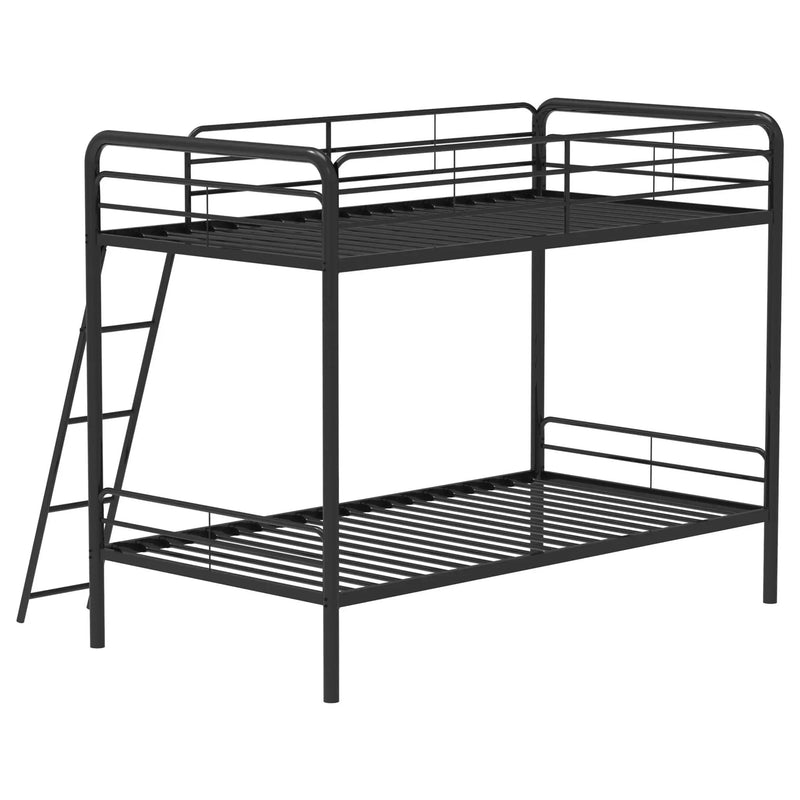 Carson Metal Twin Over Twin Bunk Bed Glossy Black by Unique Piece Furniture