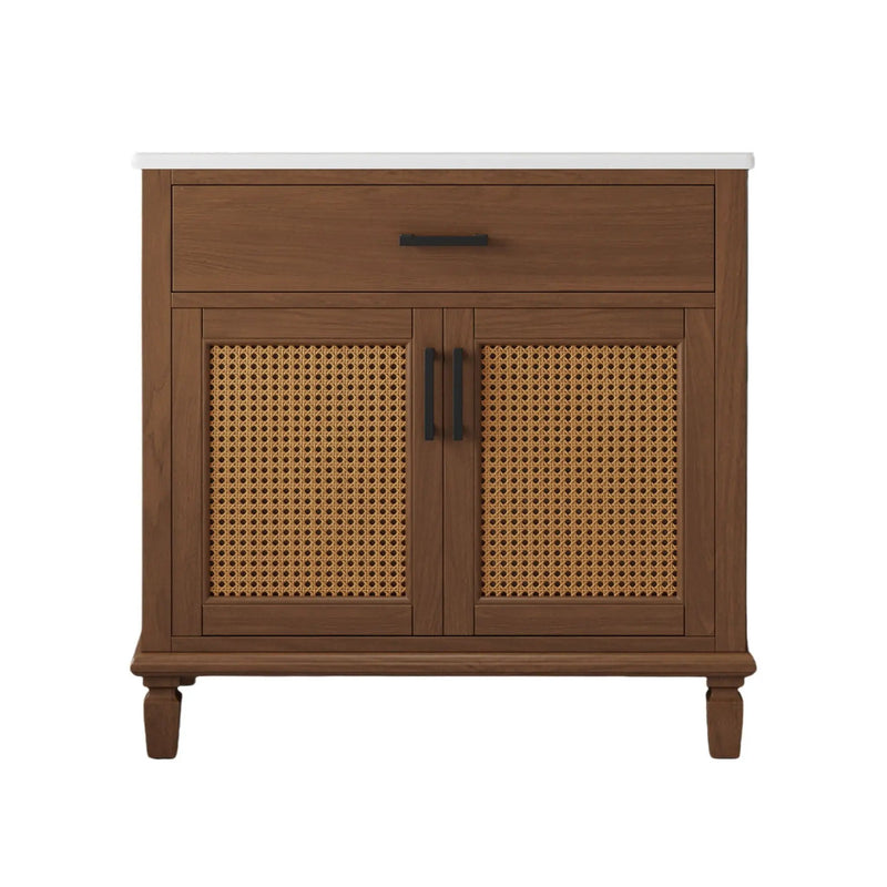 Bathroom Vanity With Ceramic Sink, Modern Free Standing Cabinet With Soft Close Drawers by HouseOfZazla