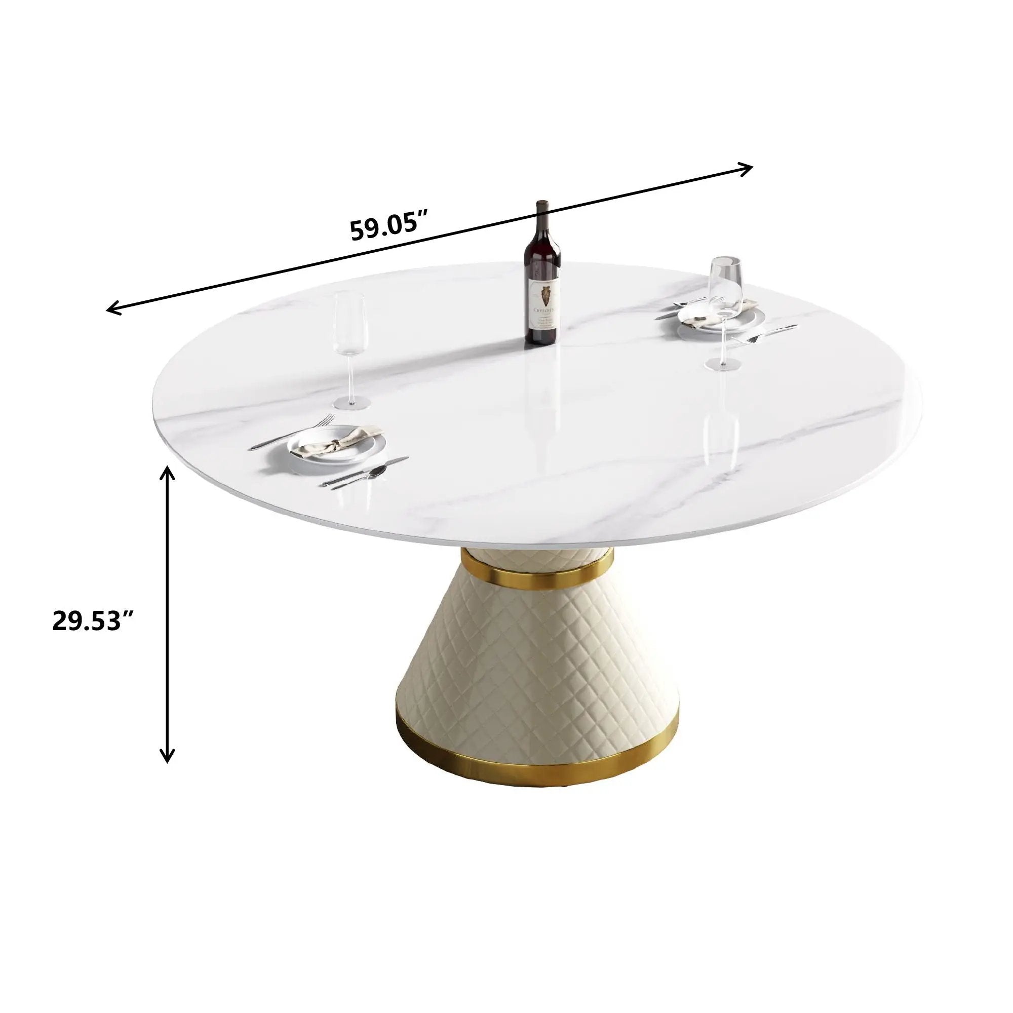 Modern Artificial Stone Round Carbon Steel Base Dining Table, Can Accommodate 6 People by HouseOfZazla