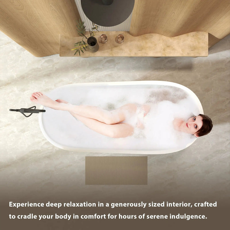 Special-Shaped Freestanding Slipper Bathtub, Overflow & Pop Up Drain