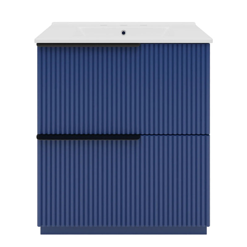 Fluted Bathroom Vanity With Ceramic Sink, Freestanding Cabinet by HouseOfZazla