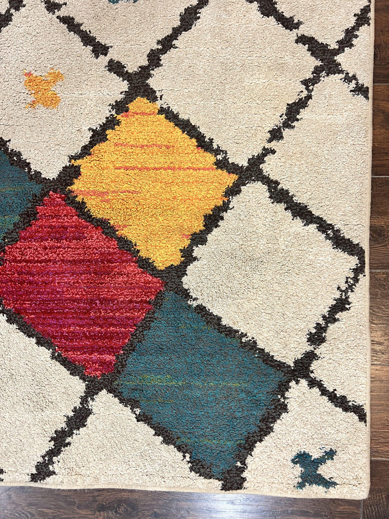 Panel Design Rug 5 x 7.6, Ivory/Beige & Multicolor by Jewel Rugs