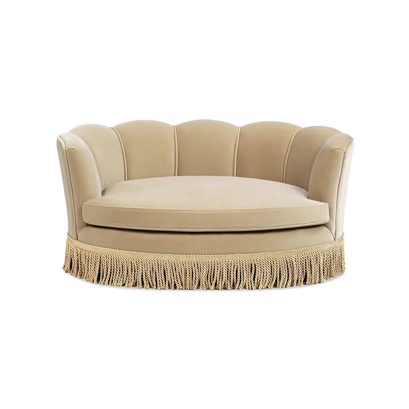 Clara 34.5" Scalloped Pet Sofa Bed, Medium, Fawn by HouseOfZazla