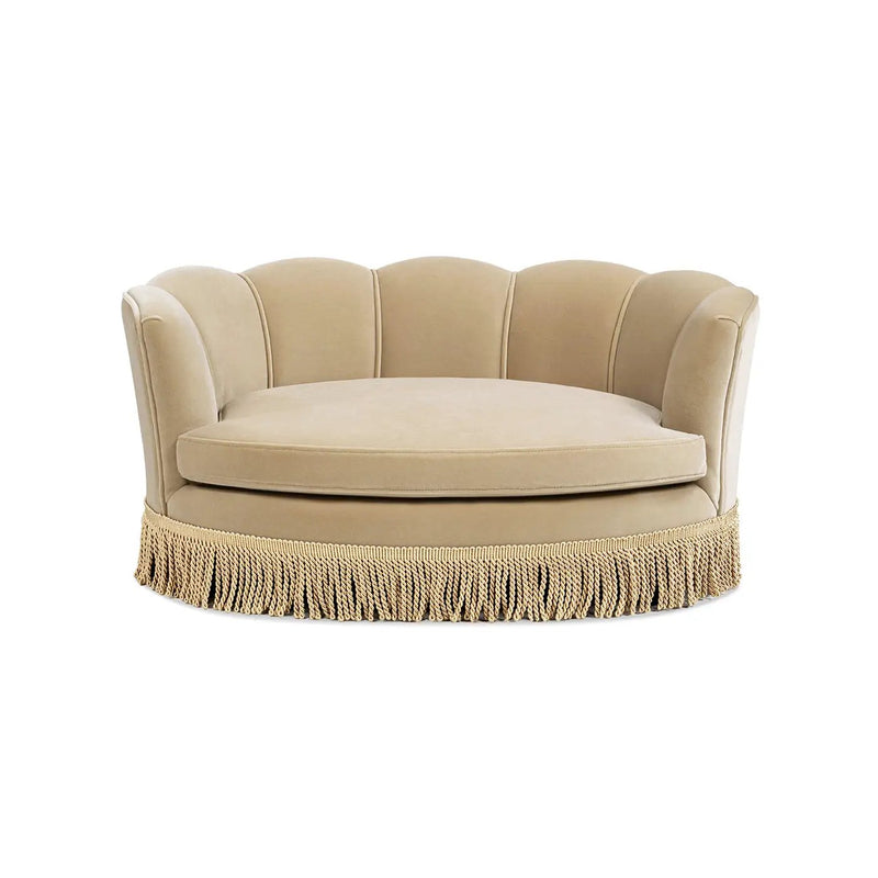 Clara 34.5" Scalloped Pet Sofa Bed, Medium, Fawn by HouseOfZazla