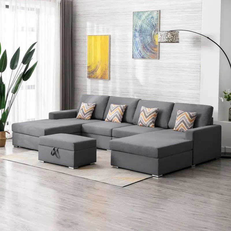 Nolan - Fabric 5 Piece Sectional Sofa With Interchangeable Legs by HouseOfZazla