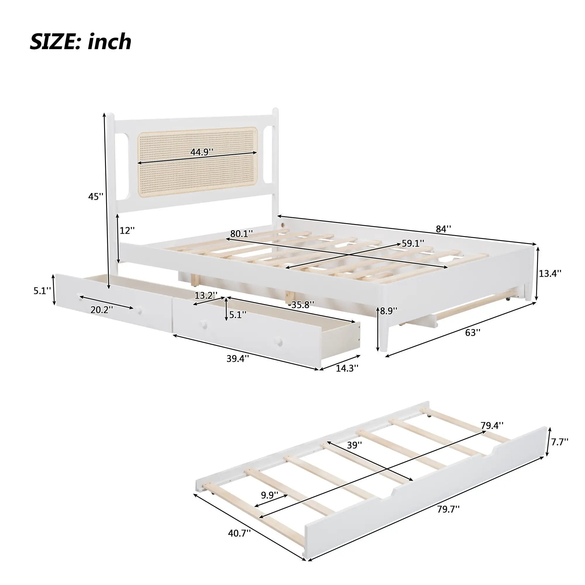 Platform Bed With 2 Big Drawers & Trundle by HouseOfZazla