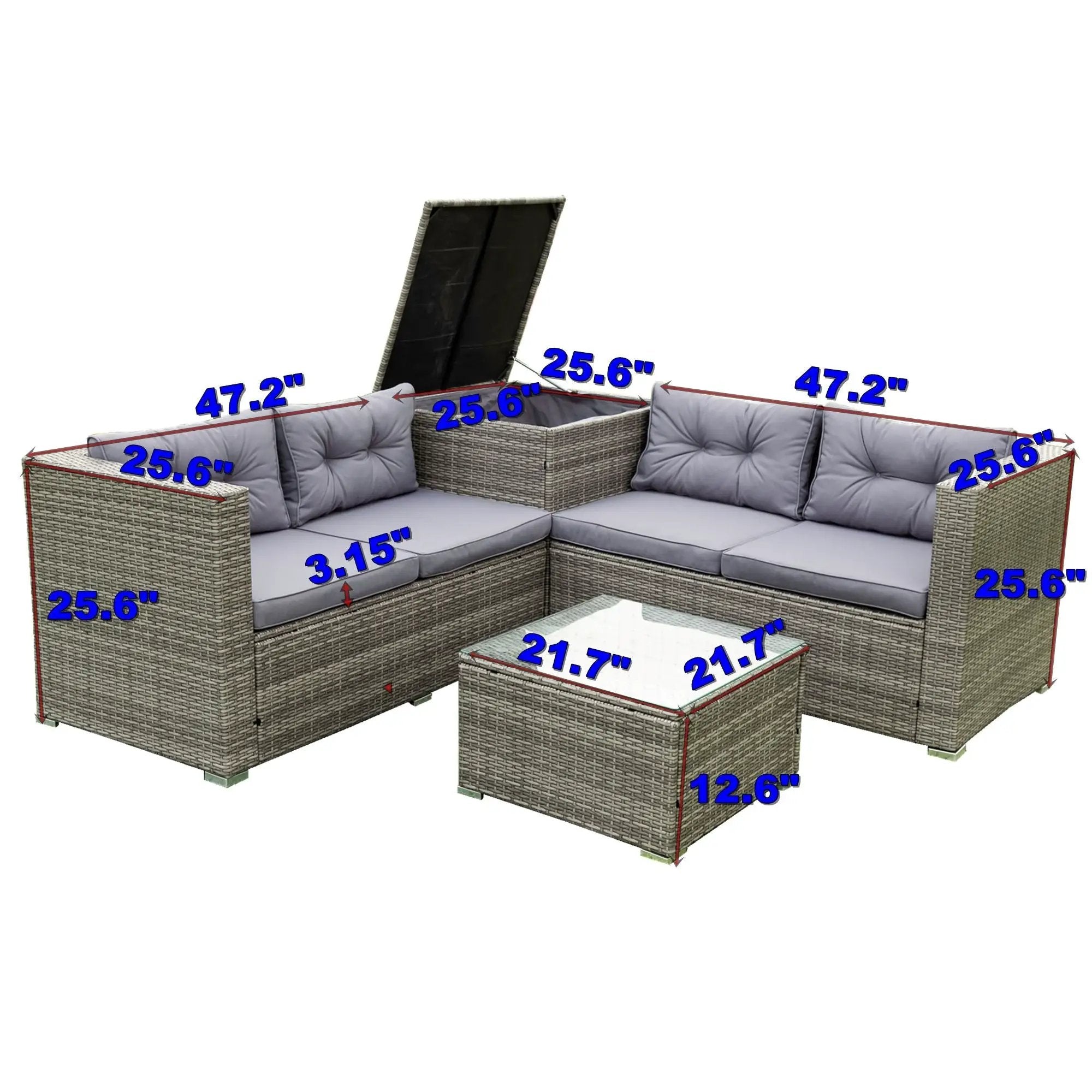4 Piece Patio Sectional Wicker Rattan Outdoor Furniture Sofa Set With Storage Box by HouseOfZazla