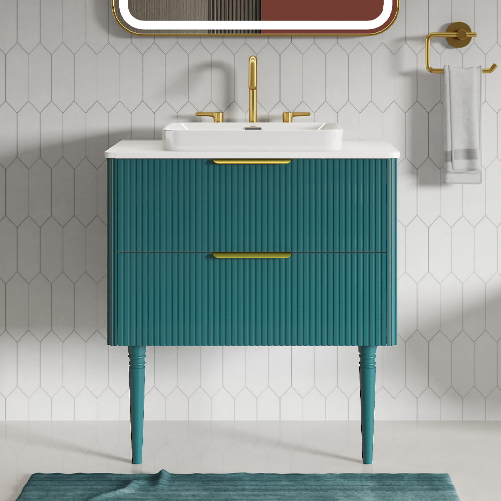 Elena Striped Aquamarine Bathroom Vanity Without Sink by HouseOfZazla