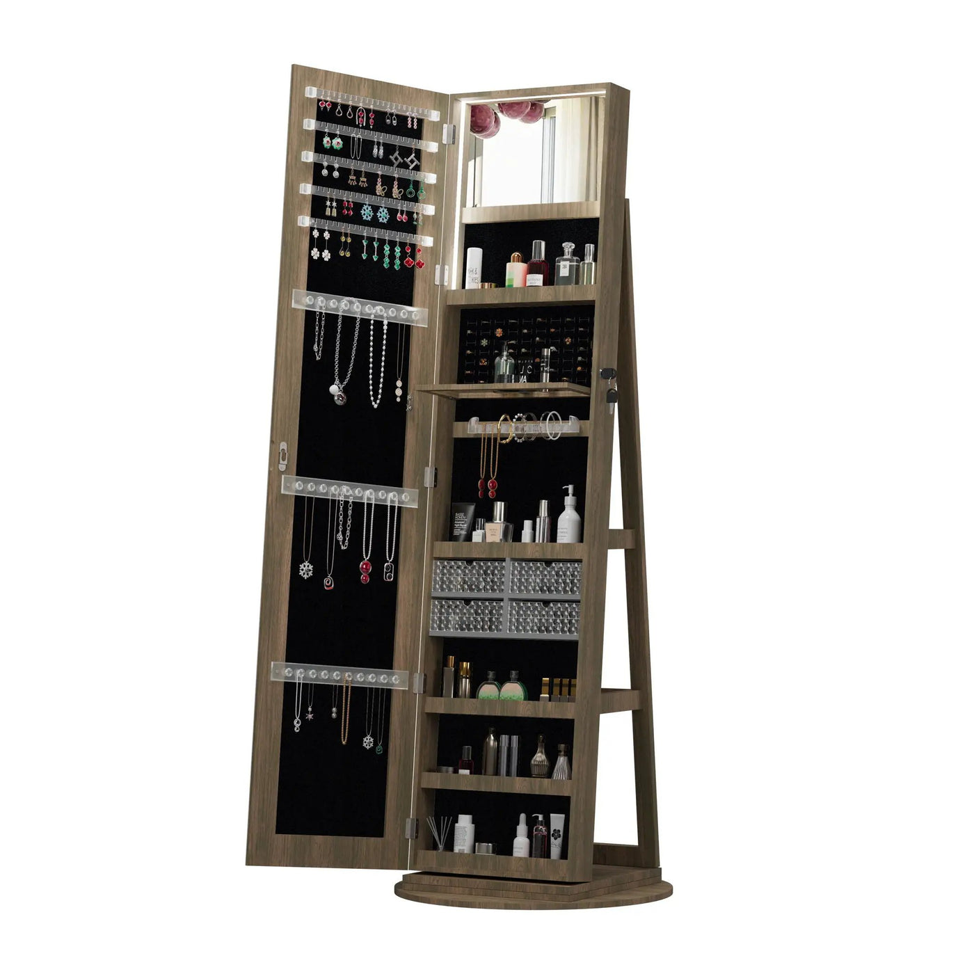 Swivel Jewelry Cabinet With Full Length Mirror by Unique Piece Furniture