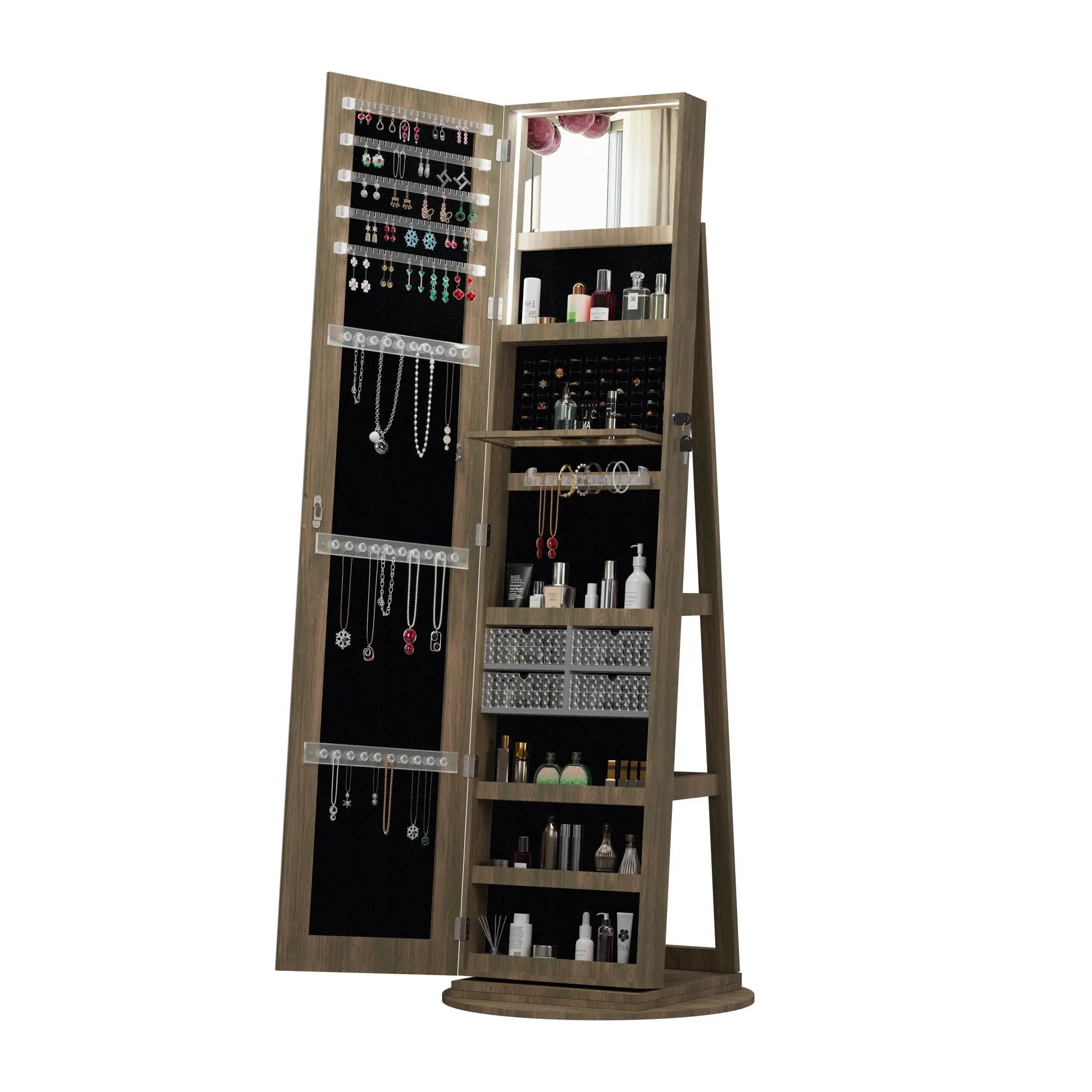 Swivel Jewelry Cabinet With Full Length Mirror by Unique Piece Furniture