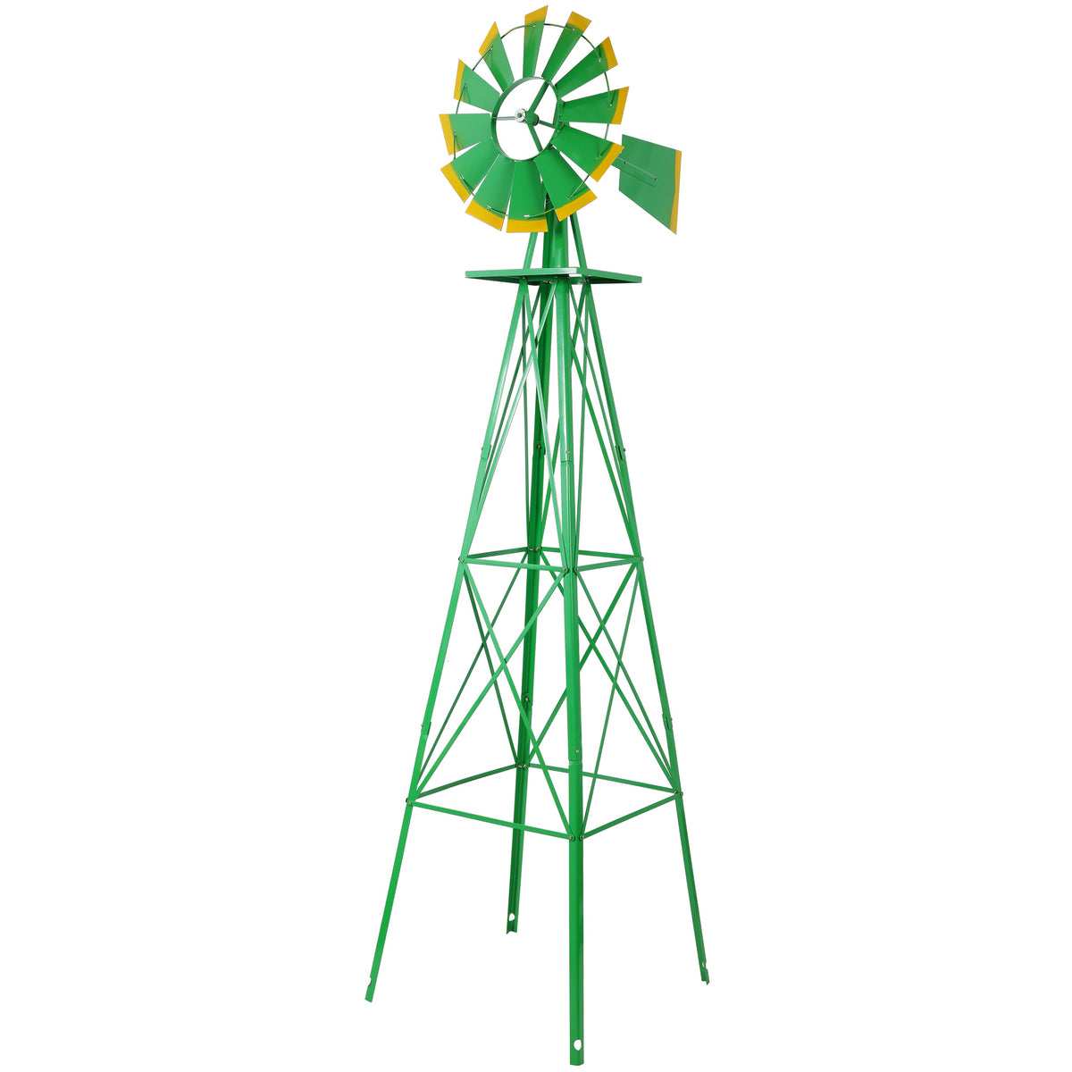 8FT Decorative Garden Windmill with Heavy Duty Steel Frame - Metal