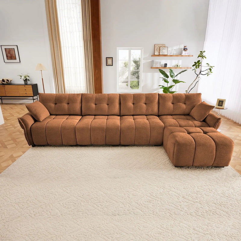 Sofa Set With Ottoman And Pillows, Textured, High Resilience Cushions by HouseOfZazla