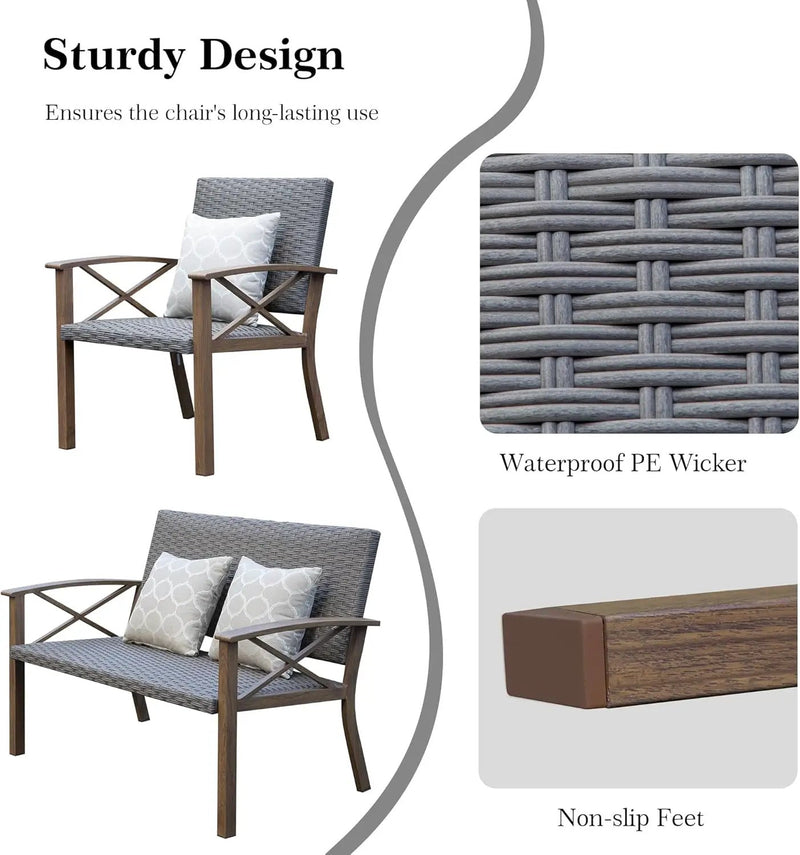 Aluminum Patio Furniture Set, 4-Piece Modern Conversation Set by HouseOfZazla