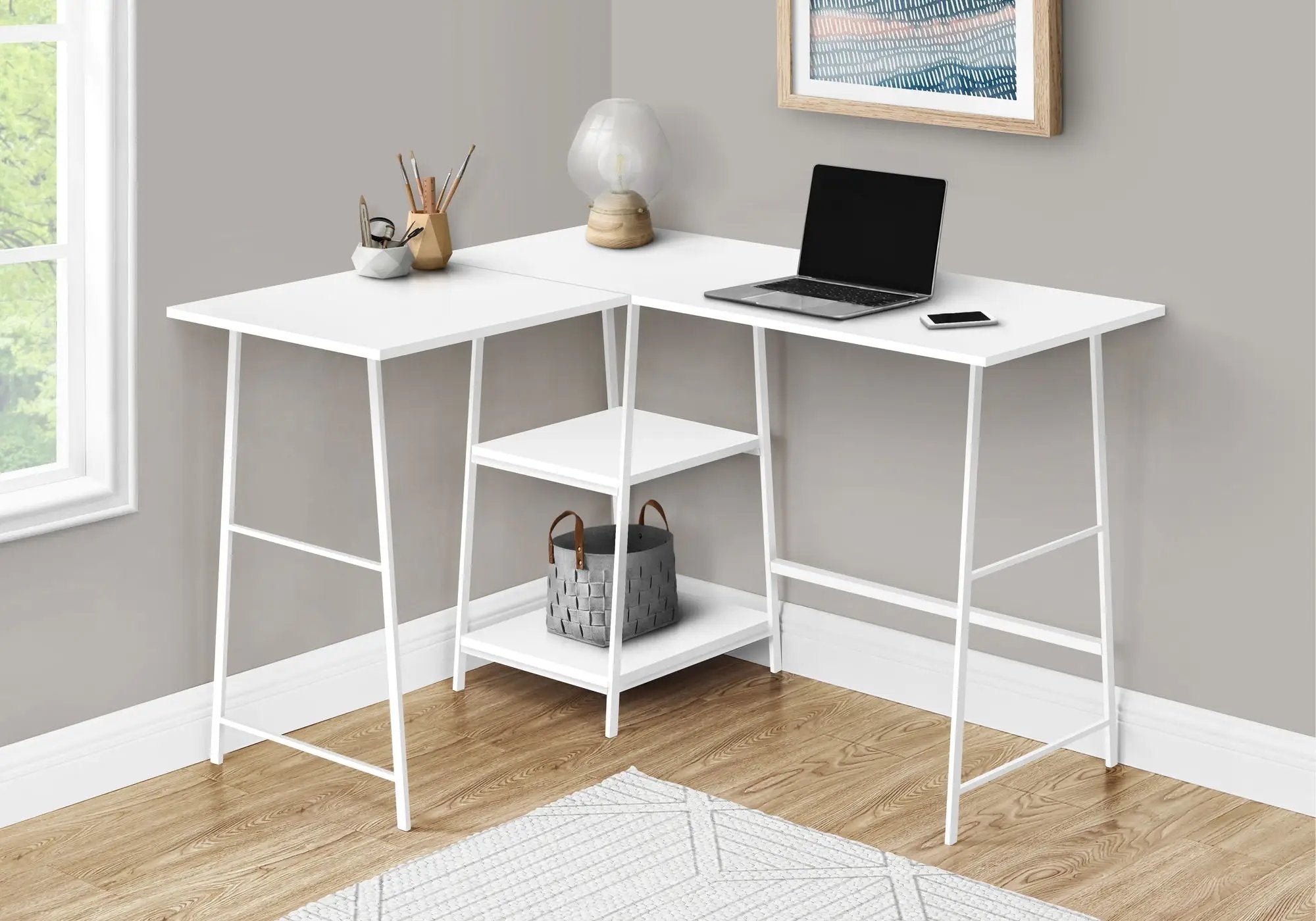 Computer Desk, Home Office, Corner, Storage Shelves, L Shape, Work, Laptop, Contemporary, Modern - Base by Unique Piece Furniture
