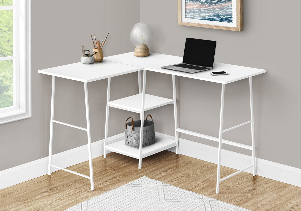 L-Shape Computer Desk with Storage Shelves - Light Brown or White, photo 8 of 8