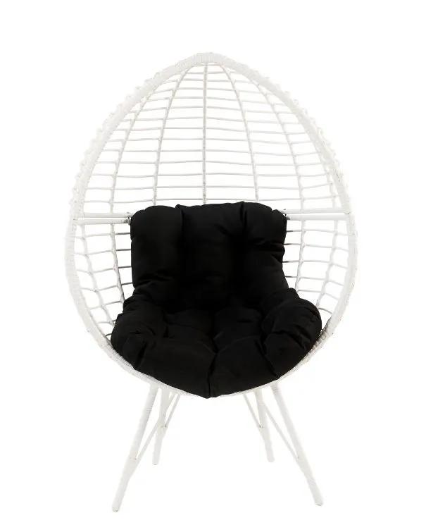 Galzed - Patio Lounge Chair - Black Fabric & White Wicker by Unique Piece Furniture