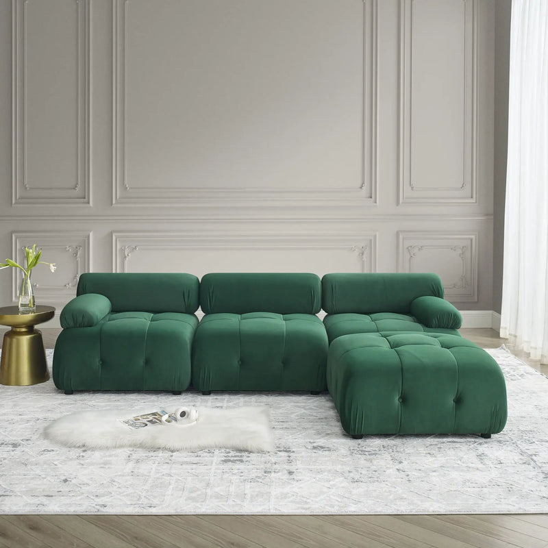 Modular Sectional Sofa, Button Tufted Design With Diy L-Shaped Layout, Reversible Ottoman by HouseOfZazla