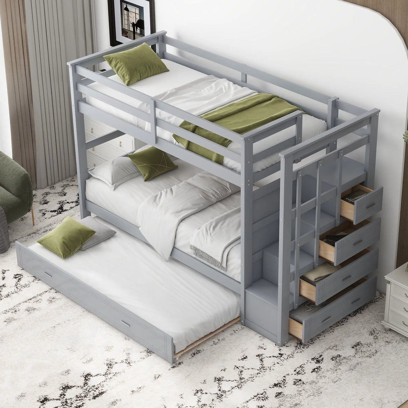 Bunk Bed With Trundle And Staircase by Unique Piece Furniture