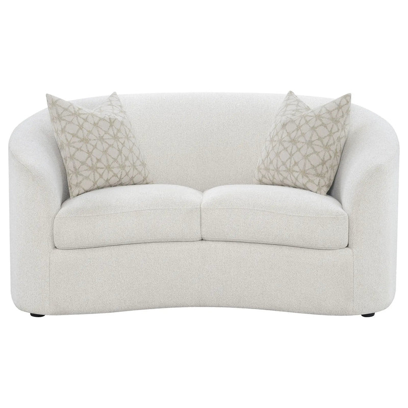Rainn Boucle Upholstered Sloped Arm Loveseat Latte by Unique Piece Furniture