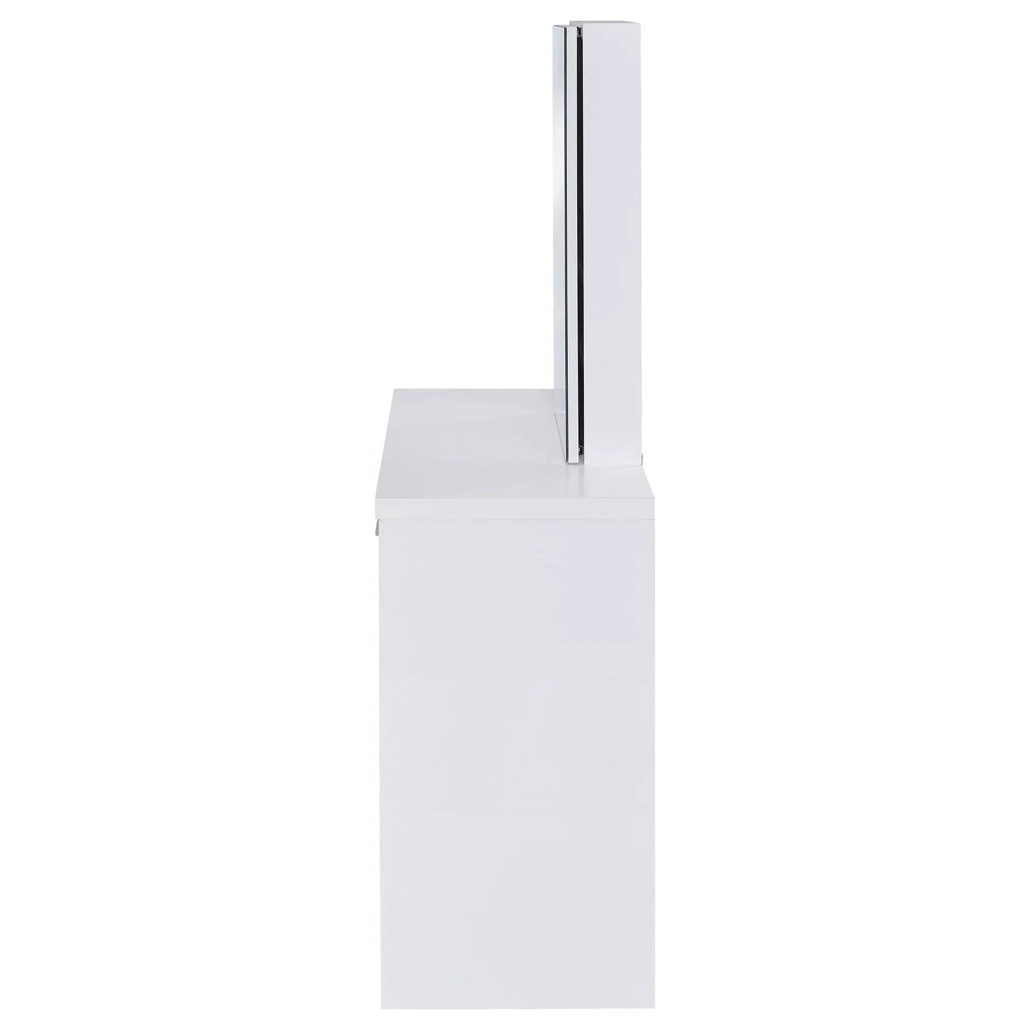 Bunbury Makeup Vanity Table Set Storage Mirror and Stool White by Unique Piece Furniture