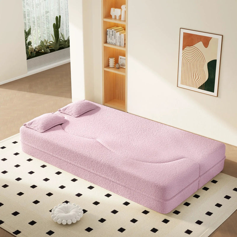 Modern Floor Sleeper Sofa Bed With 2 Pillows, Convertible Twin Size Folding Mattress For Living Room by HouseOfZazla
