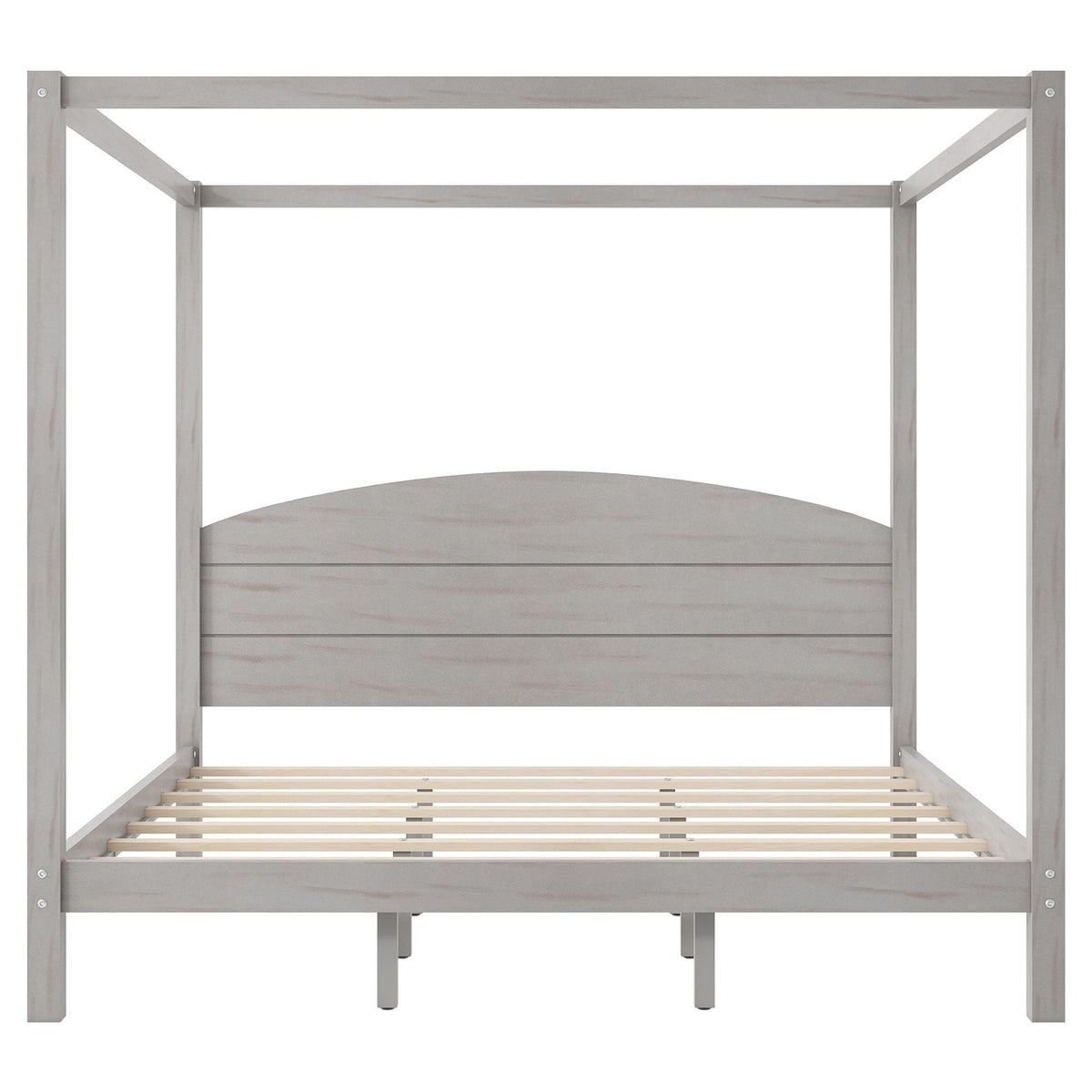 King Canopy Platform Bed with Headboard and Support Legs - Dark Brown or Dark Gray, photo 2 of 19