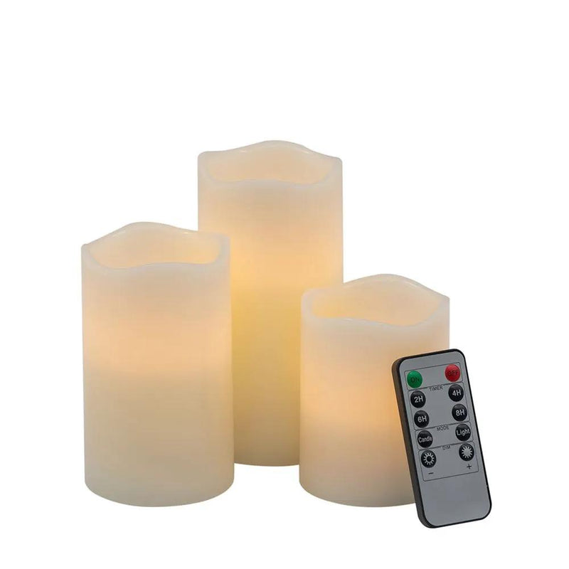 LED Candles With Remote Timer (Set of 3) - Ivory by Unique Piece Furniture