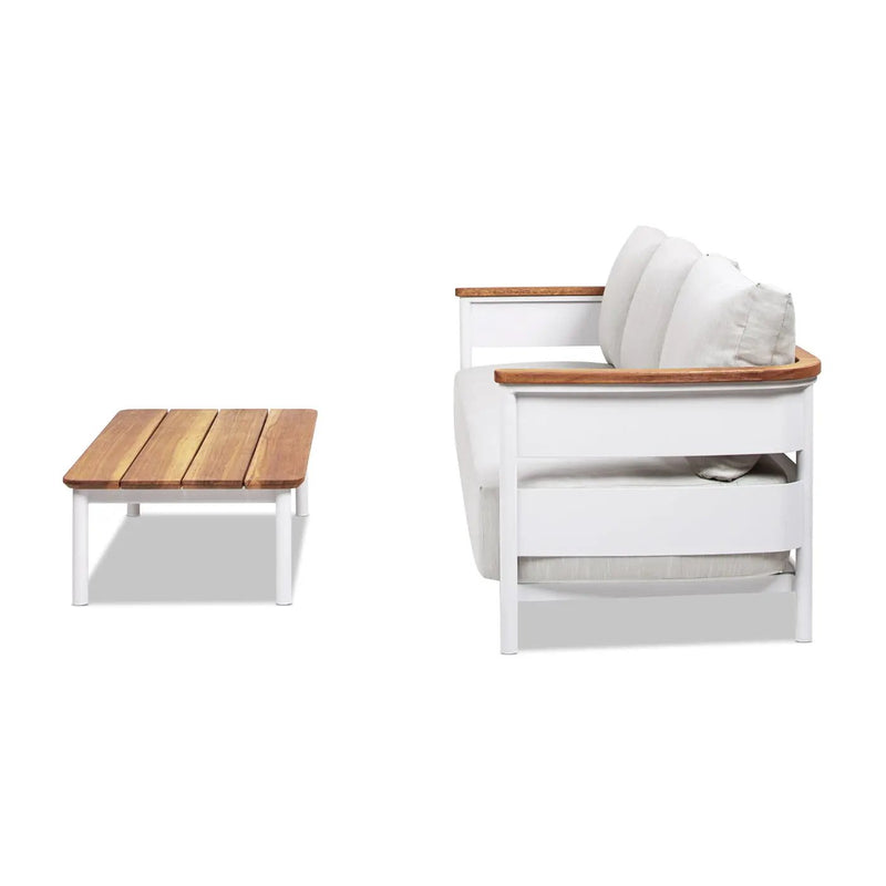Rhodes 2pc Teak & Aluminum Outdoor Sofa and Coffee Table Set by HouseOfZazla
