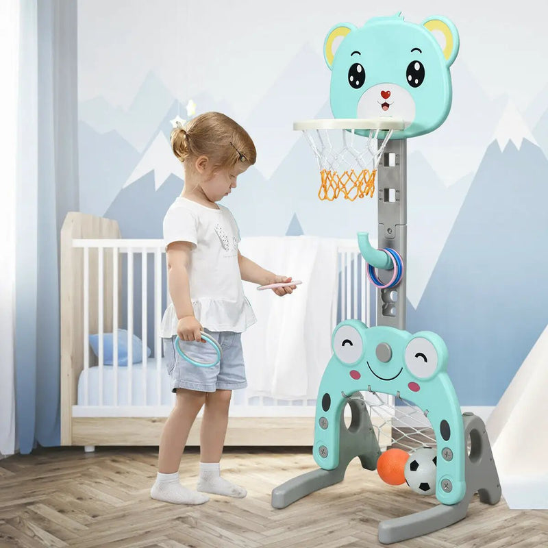 Adjustable Kids 3-in-1 Basketball Hoop Set Stand with Balls by DirectDeals