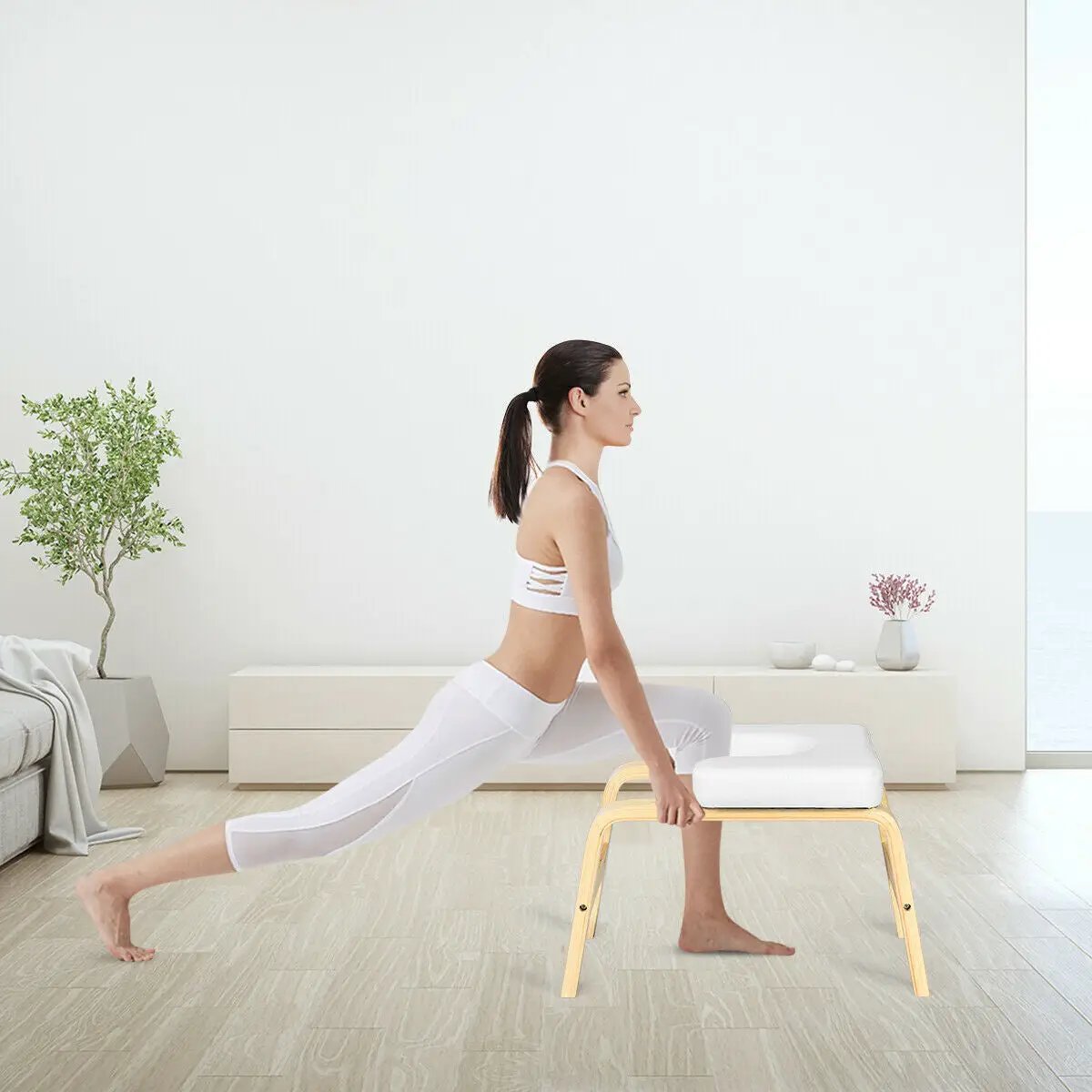 Yoga Headstand Wood Stool with PVC Pads by DirectDeals