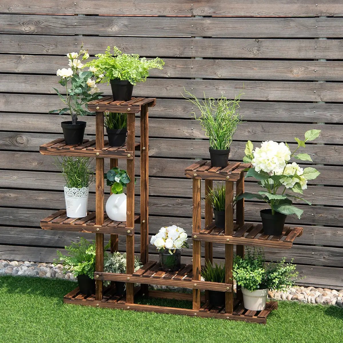 6 Tier Wooden Shelf Storage Plant Rack Stand by DirectDeals