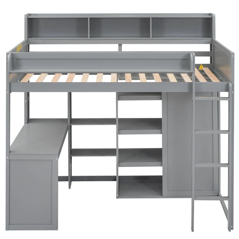 Loft Bed With Built In Desk, Storage Shelves, And Wardrobe by Unique Piece Furniture