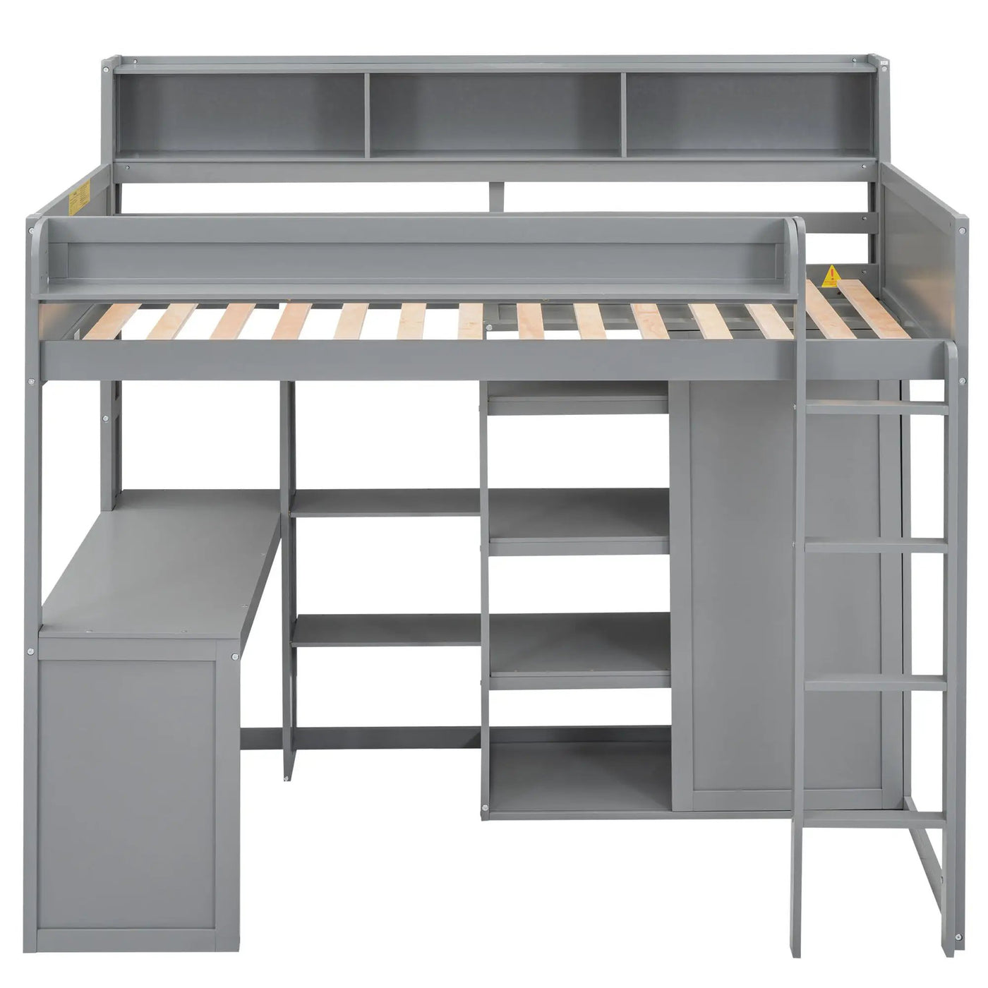 Loft Bed With Built In Desk, Storage Shelves, And Wardrobe by HouseOfZazla
