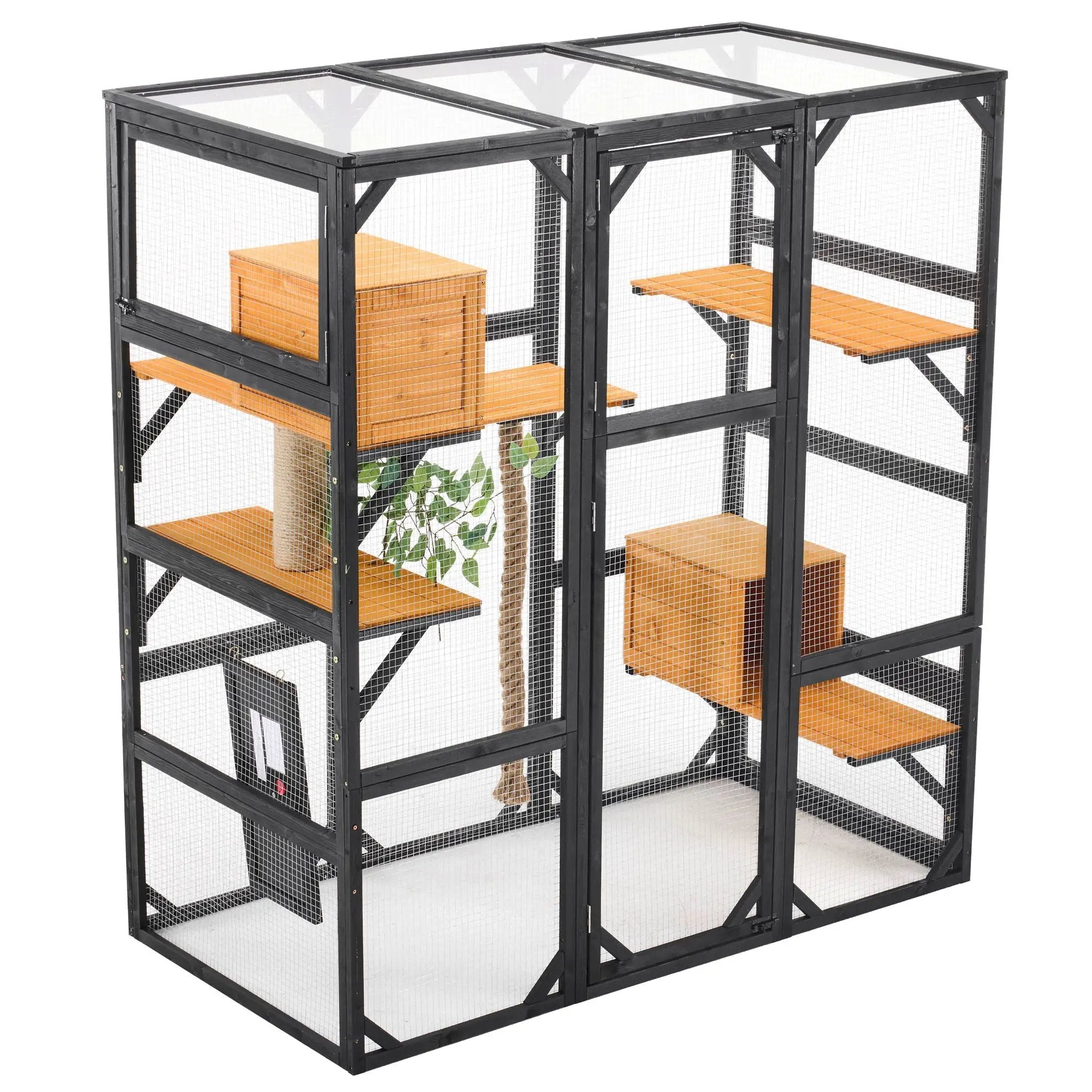 Outdoor Cat House, Diy Cat Enclosure Catio With Double Enter Doors by HouseOfZazla