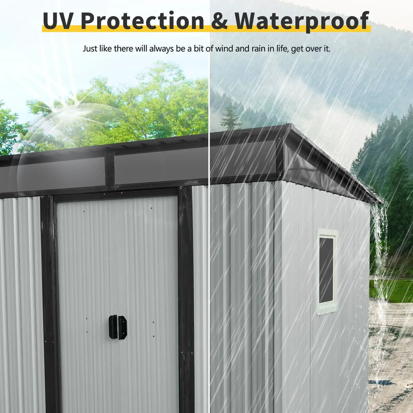 Outdoor Metal Storage Shed With Window And Transparent Plate For Garden, Lawn by HouseOfZazla