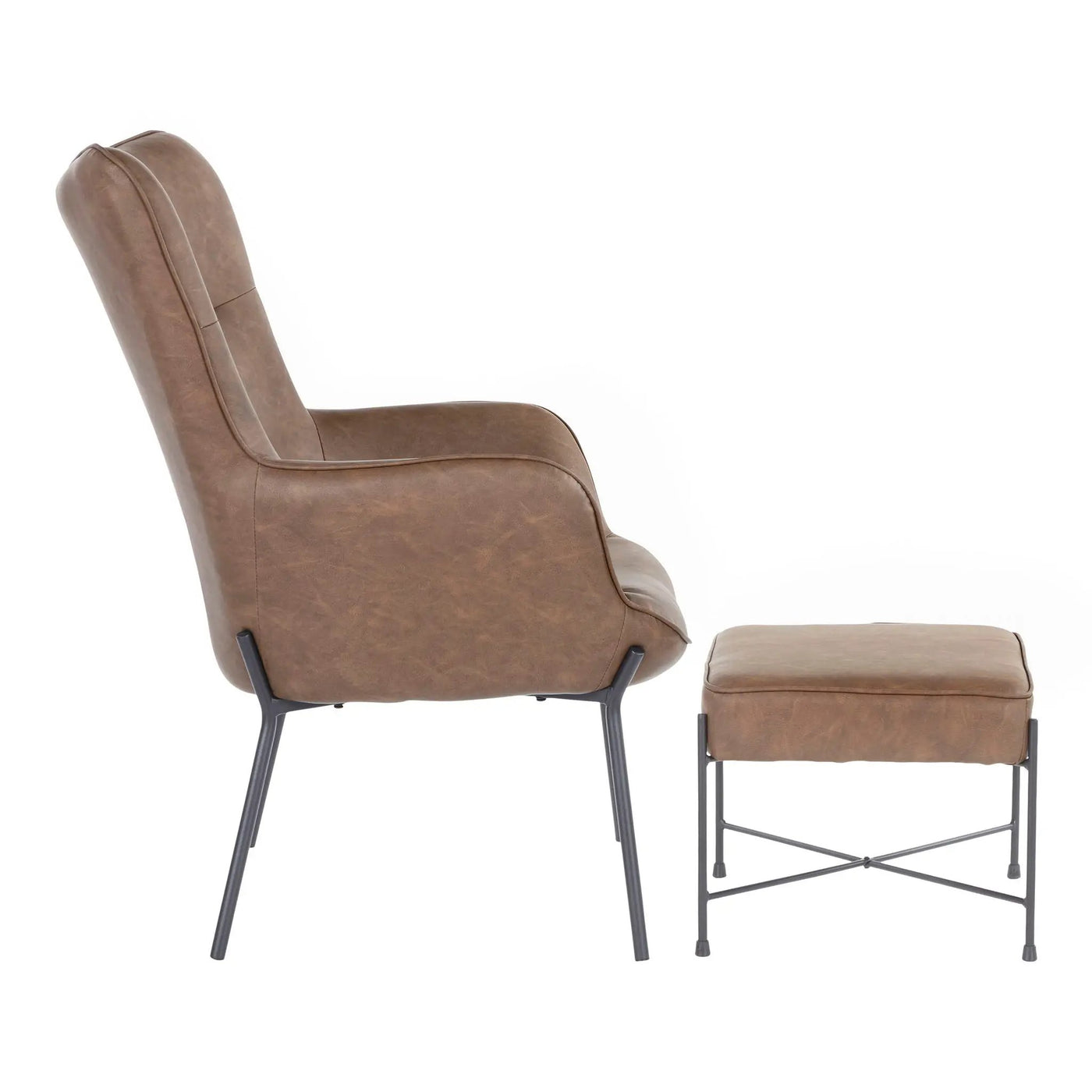 Izzy - Industrial Lounge Chair & Ottoman Set by HouseOfZazla