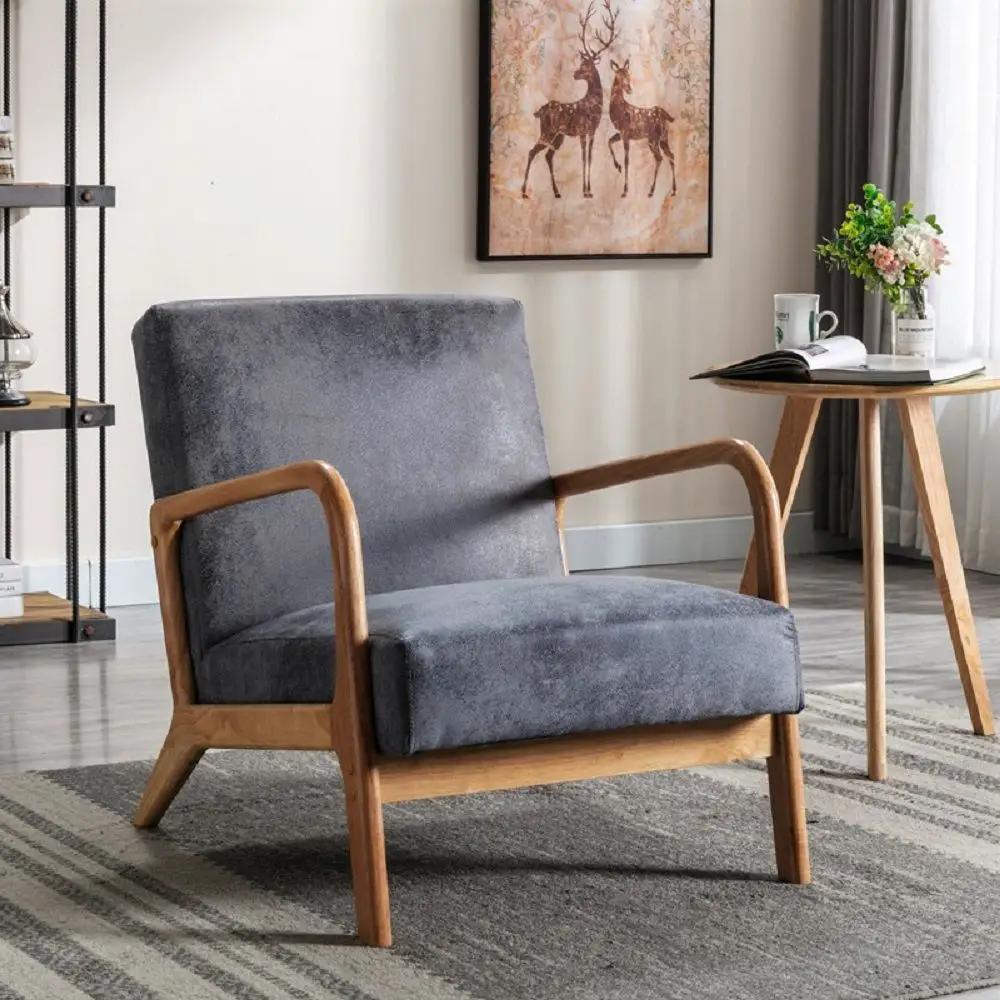 Classic Mid-Century Modern Accent Chairs, Open Framed Armchair With Cushioning by HouseOfZazla