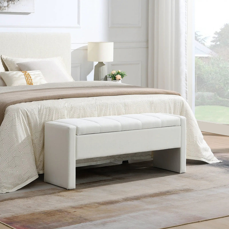 Modern Upholstered Large Bed End Bench With Storage by Unique Piece Furniture